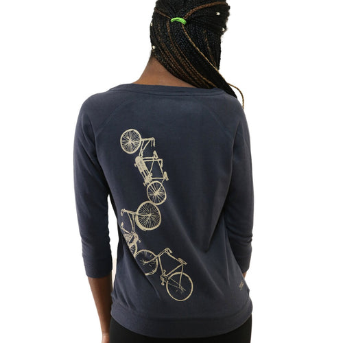 3/4 Pullover Fahrräder, anthrazit, Handsiebdruck, Damen