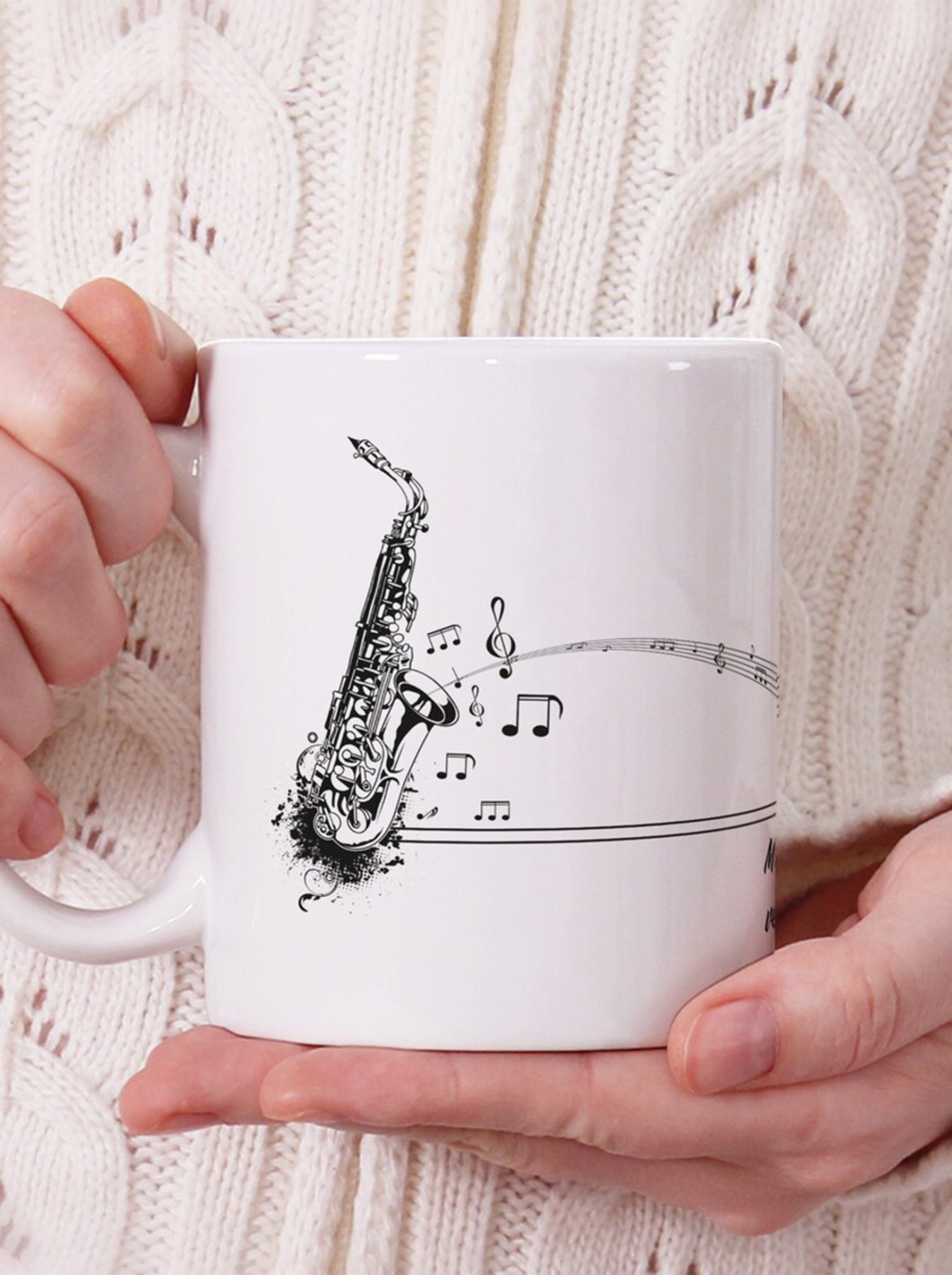 Tasse bedruckt Saxophon, Dein Name, Wunschtext