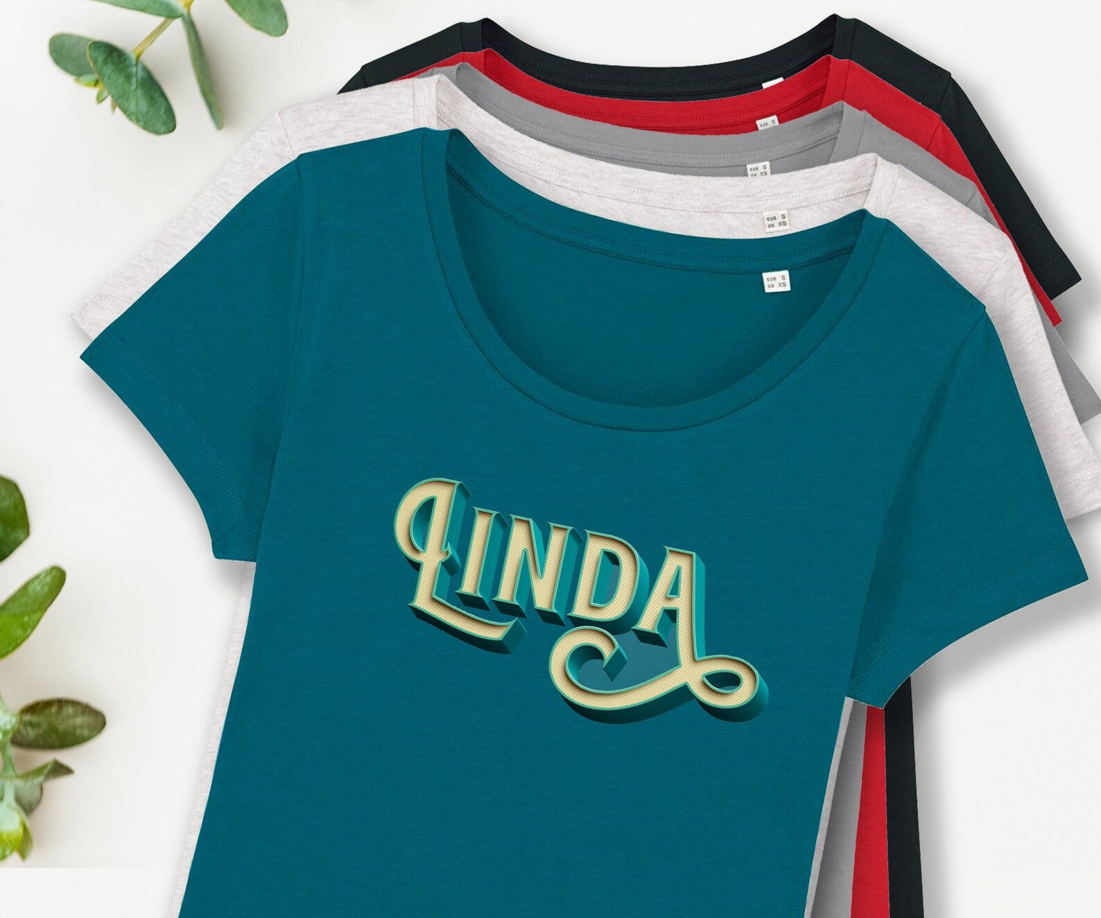 Damenshirt mit Wunschtext, Effektschrift "Antik"