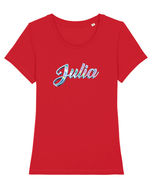 Damenshirt mit Wunschtext, Effektschrift "Benzin"
