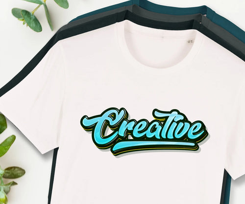 Bio-T-Shirt mit Wunschtext, Effekt-Schrift "Creative"