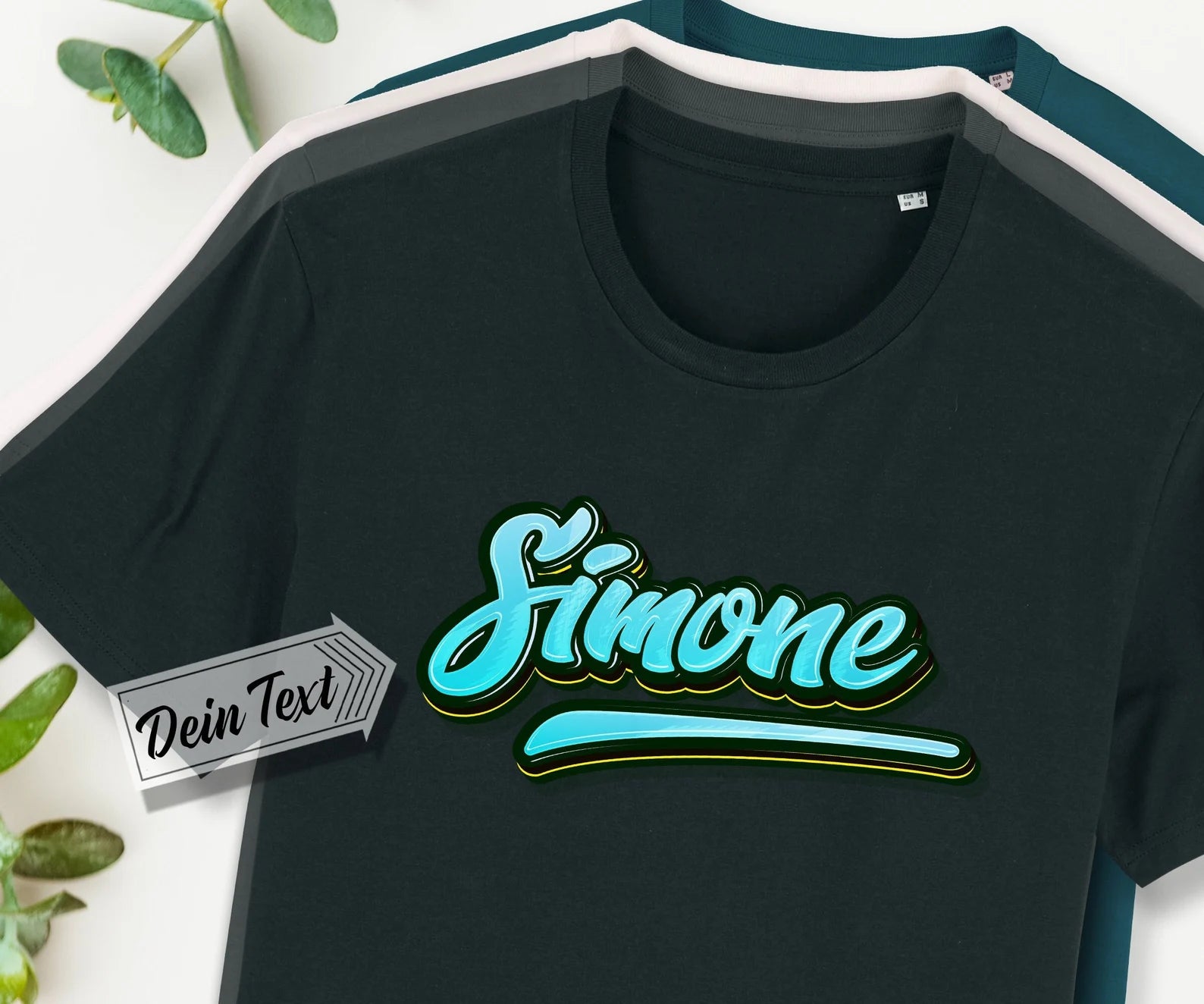 Bio-T-Shirt mit Wunschtext, Effekt-Schrift "Creative"