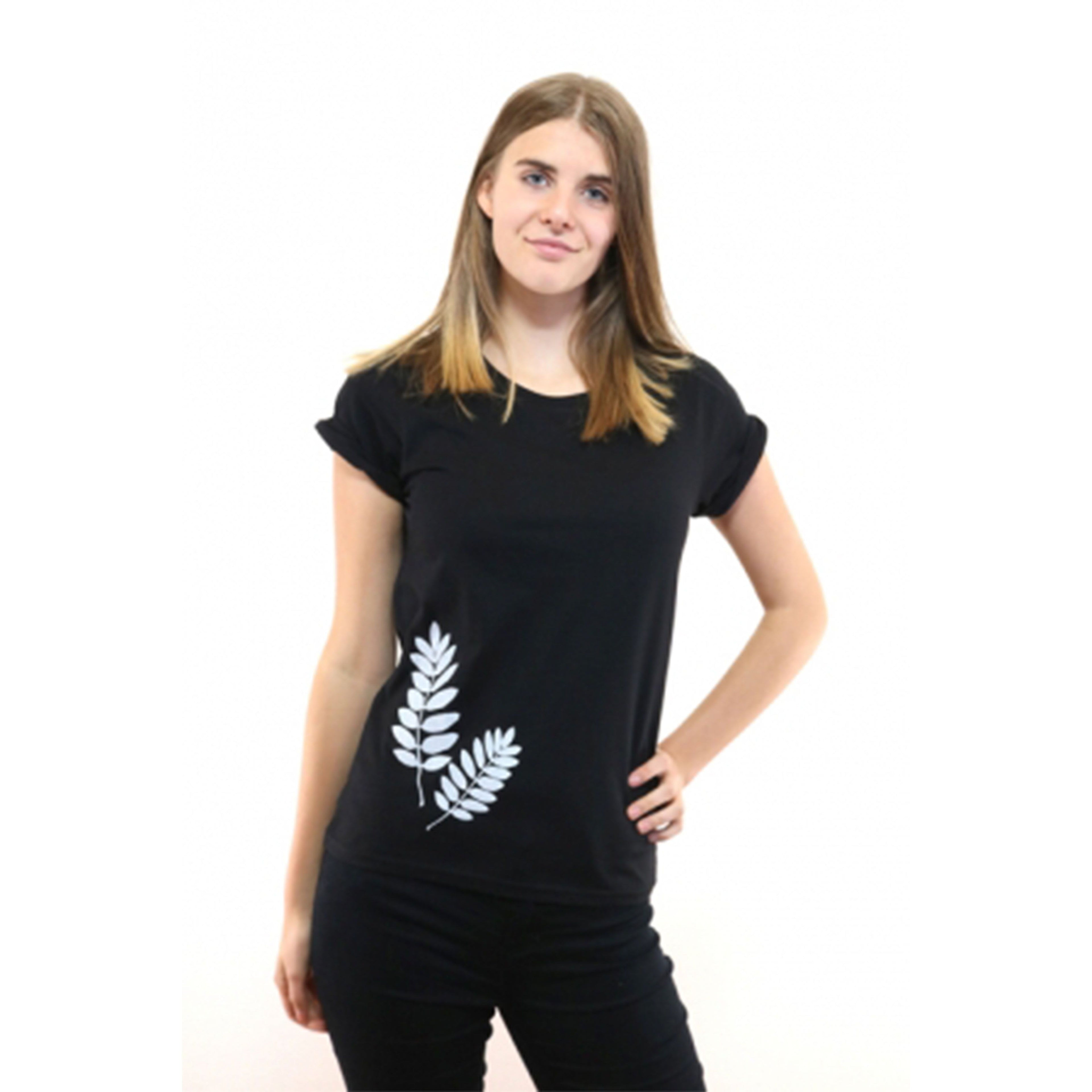 T-Shirt, bedruckt, "Vogelbeerblätter"