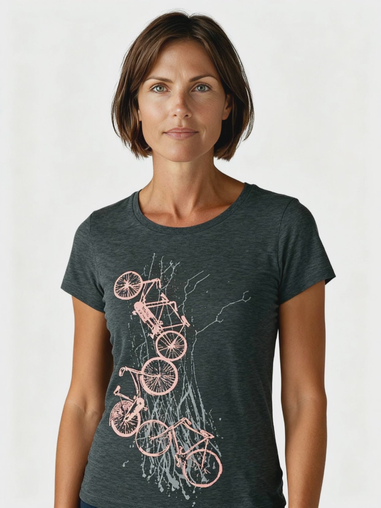 Damen-T-Shirt „Fahrräder“ – Feminines Bio T-Shirt mit Siebdruck