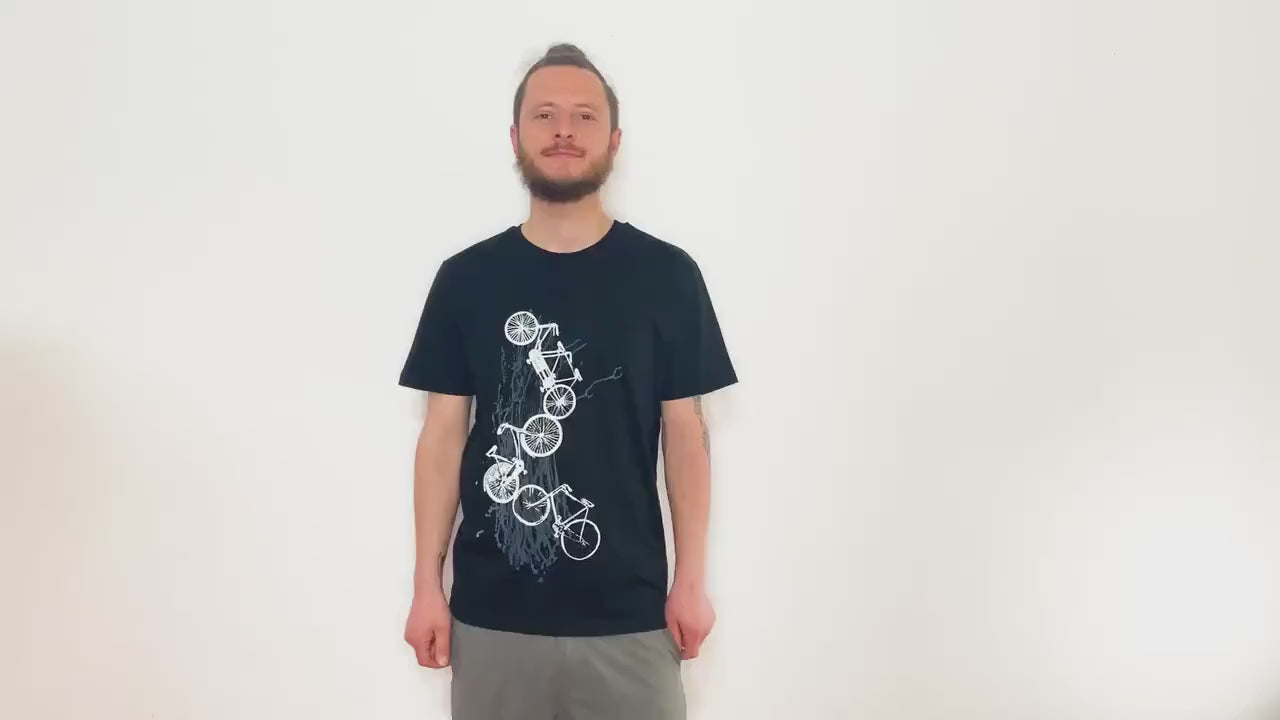 schwarzes Fahrrad-T-Shirt, Video Vorder- und Rückenansicht